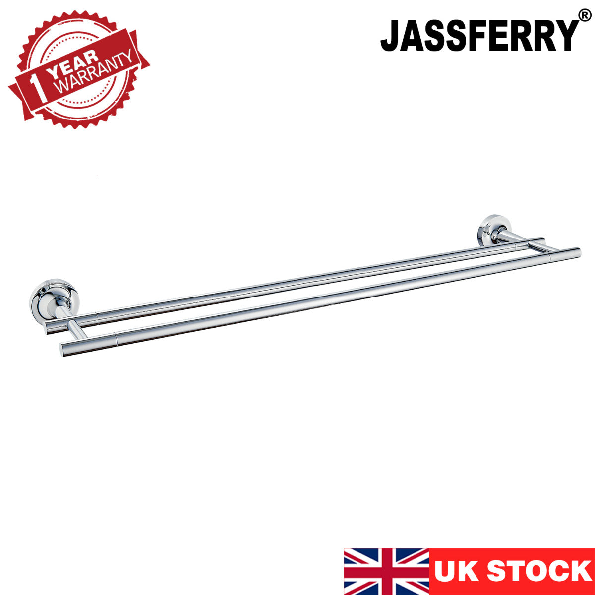 JassferryJASSFERRY 600 Double Towel Rail Wall Mounted Dual Rod Towel Bar Polished ChromeTowel Rail