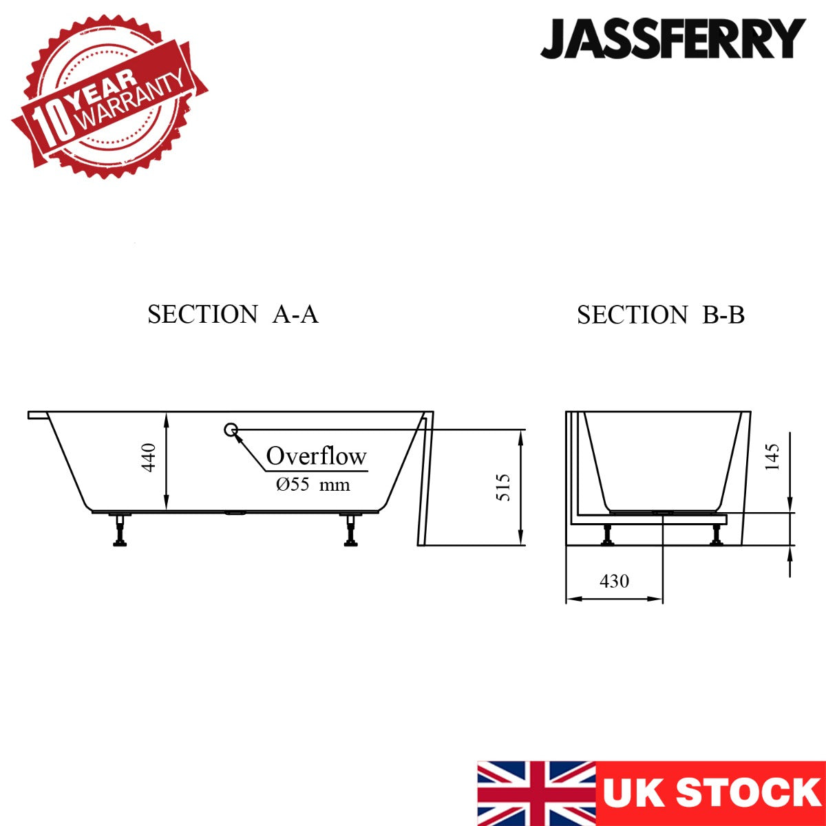 JassferryJASSFERRY 1800x820 mm Freestanding  Acrylic Corner Bathtub Soaking SPA (Left Hand Bath)Bathtubs