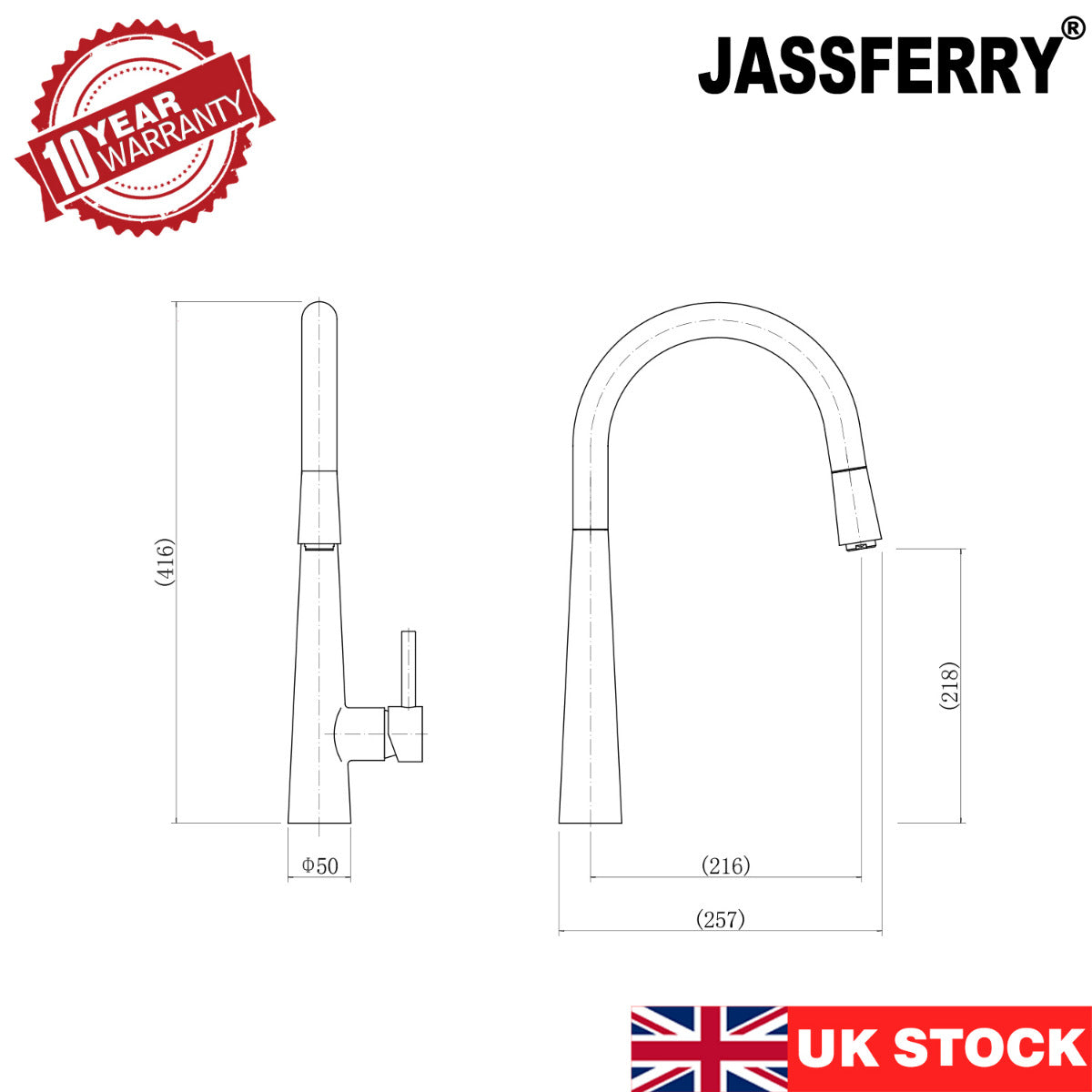 JassferryJASSFERRY Kitchen Sink Mixer Tap with 360 Degree Swivel Spout Single HandleKitchen taps