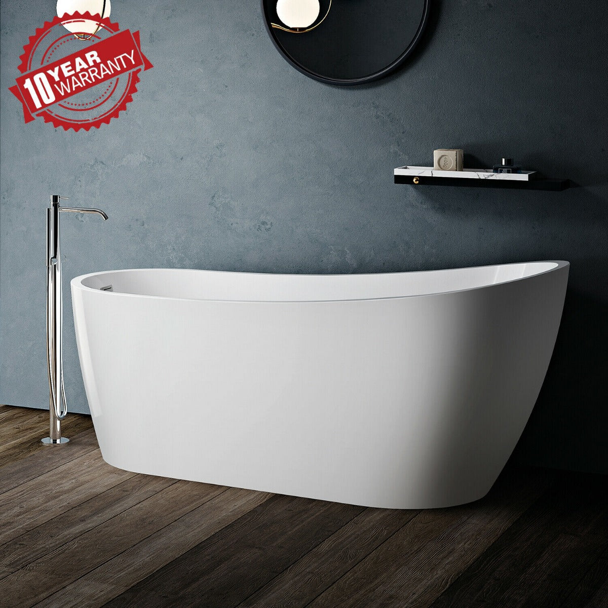 JassferryJASSFERRY Modern Design Freestanding Bathtub White Gloss Soaking Baths AcrylicBathtubs