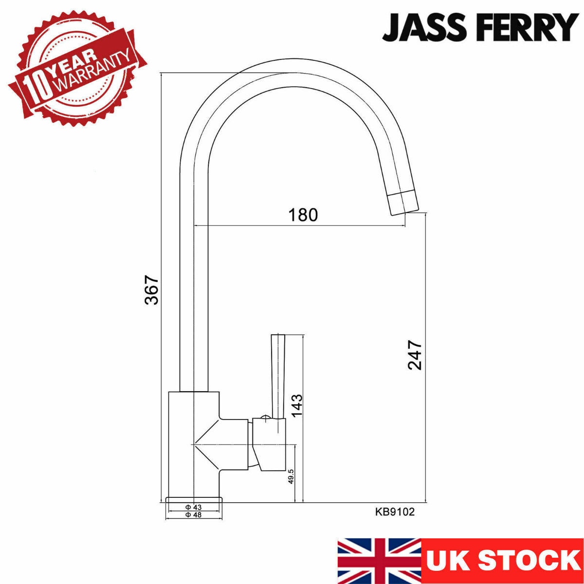 JassferryJASSFERRY New Sink Tap Monobloc Brass Mixer Single Lever Swivel Round FaucetKitchen taps