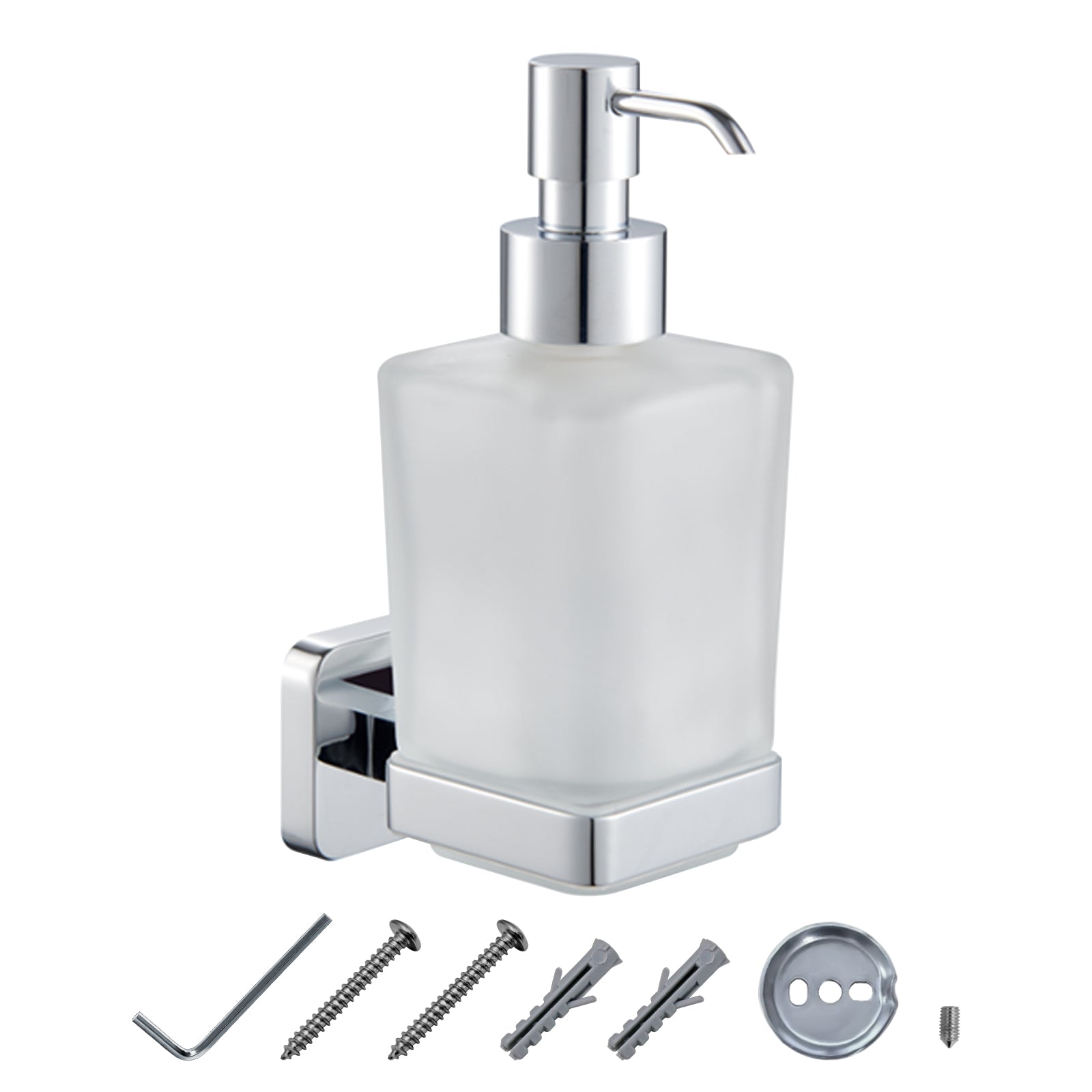 JassferryJASSFERRY Black Wall Mounted Soap Dispenser and Square Holder Frosted Glass Lotion Dispenser SetSoap Dispenser